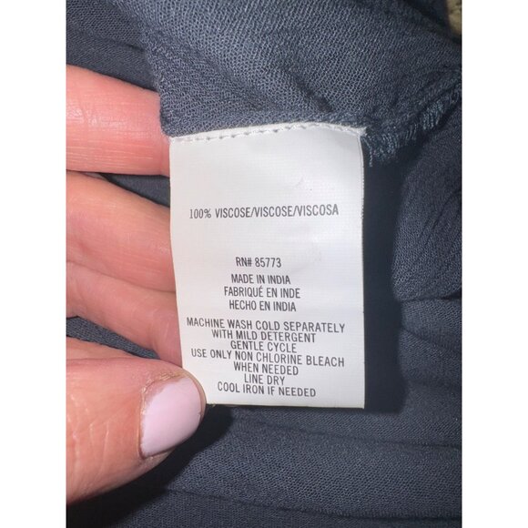 ONeill Boho Embroidered Tunic Top Swim Coverup M/L Navy Floral V-Neck Viscose - Picture 6 of 11